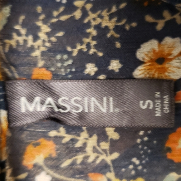 Massini Sleeveless Floral Smocked Shift Dress Navy Blue Size Small - Picture 12 of 16